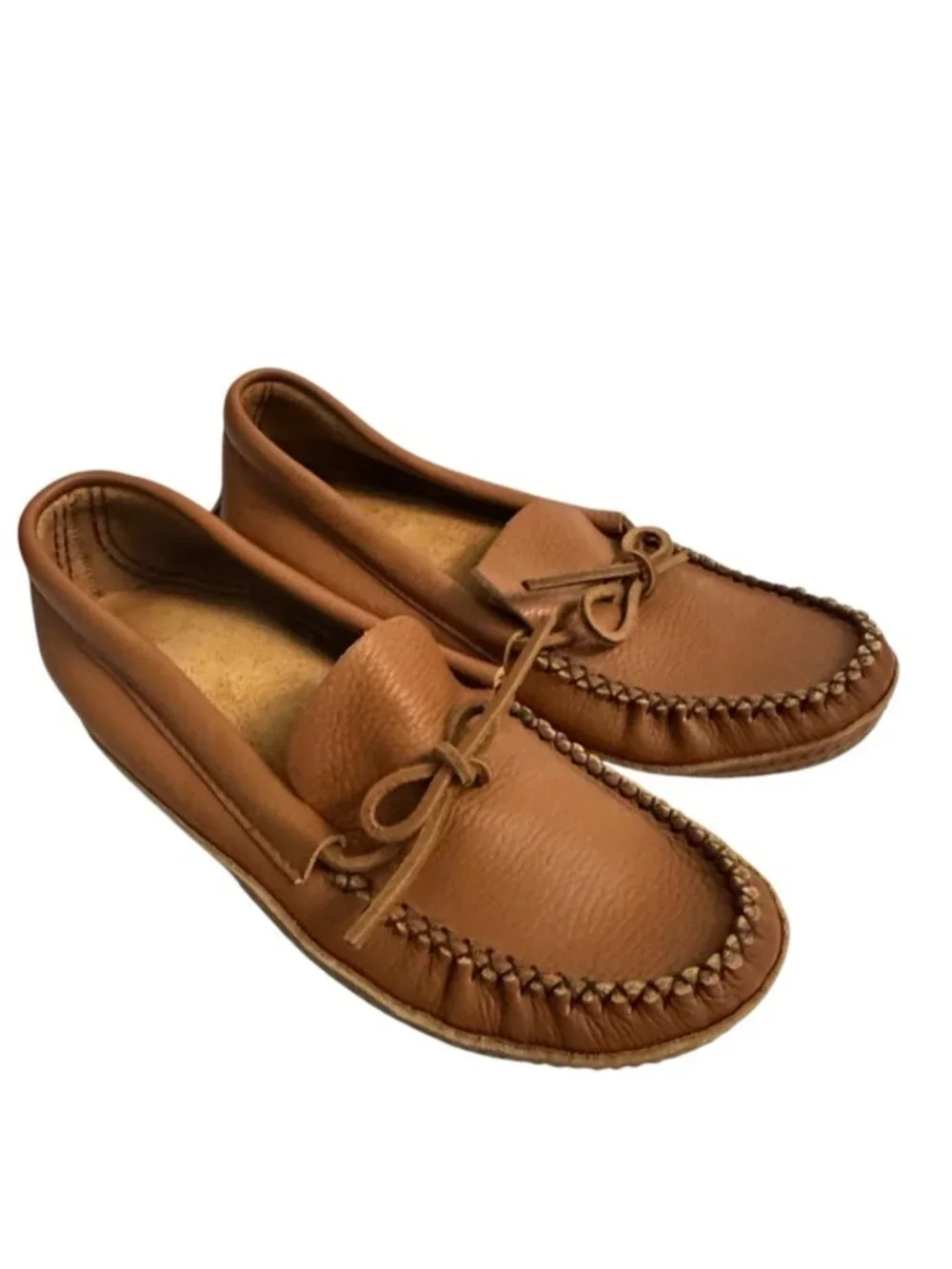 Genuine Leather House Moccasins Brown Slip On Padded Indoor Slippers Men's 13